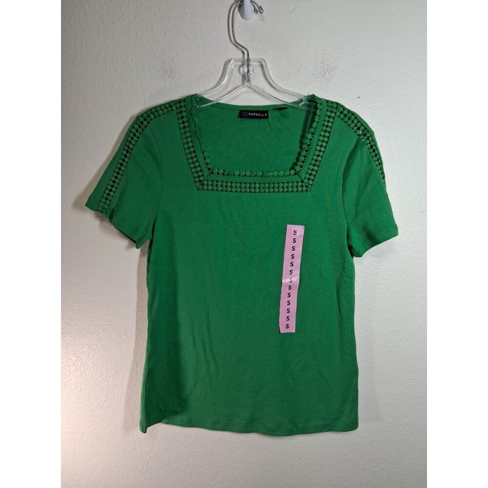 NWOT Rafaella Blouse Short Sleeve Business Casual Green Size Small